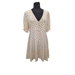 MADEWELL silk clover button-front mini dress Size US 8 strawberries print